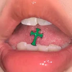 Body-Jewellery-Green-Cross-Tongue Stud-2 body piercing jewellery