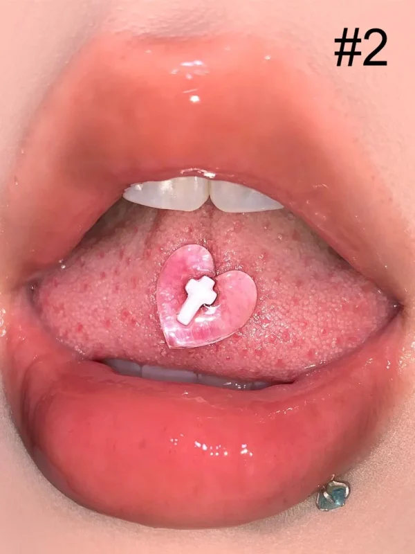 Body-Jewellery-Pearls-Resin-Heart-Tongue-Stud-3 body piercing jewellery