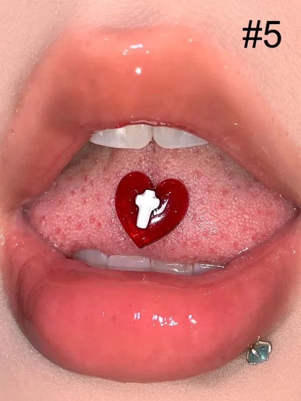 Body-Jewellery-Pearls-Resin-Heart-Tongue-Stud-6 body piercing jewellery