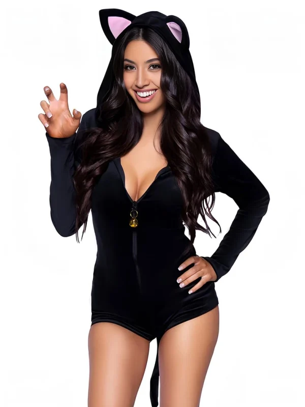 cat-costumes-lingerie-hooded-bodysuit-2 role paly lingerie