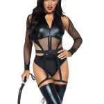cat-costumes-lingerie-leather-black-bodysuit-1 role paly lingerie