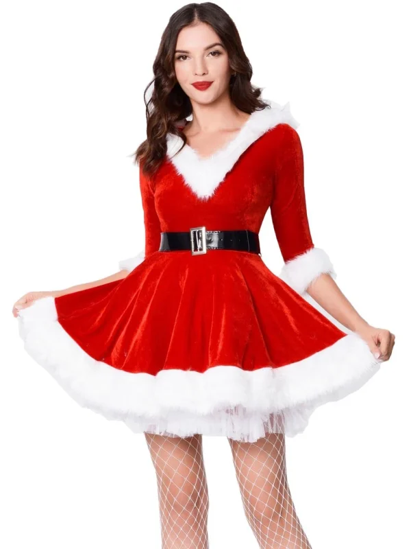 christmas-costume-v-neck-velet-dress-1 sexy christmas costumes