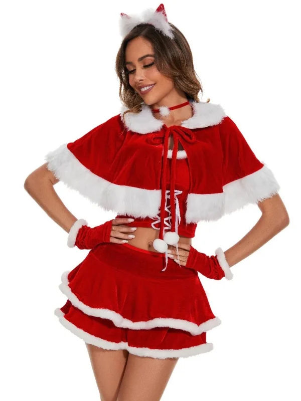 christmas-costumes-cute-red-dress-with-shawl-2 cute christmas costumes
