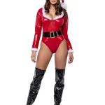 christmas-costumes-red-pu-leather-bodysuit-2 sexy christmas costumes