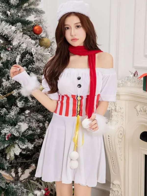 christmas-costumes-white-off-shoulder-dress-1 cute christmas costumes