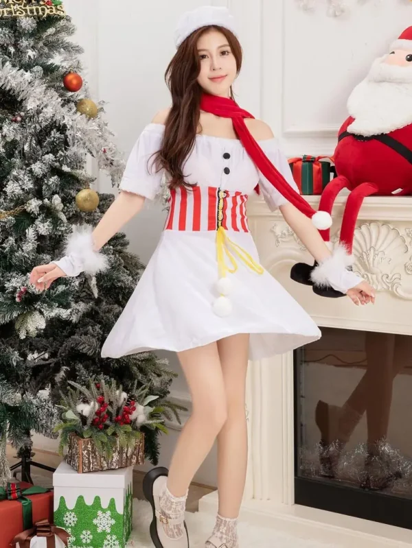christmas-costumes-white-off-shoulder-dress-2 cute christmas costumes