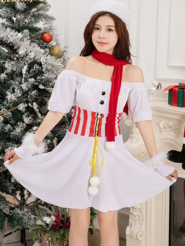 christmas-costumes-white-off-shoulder-dress-5 cute christmas costumes