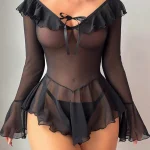 cute-lingerie-off-shoulder-mesh-dress-2 best lingerie website