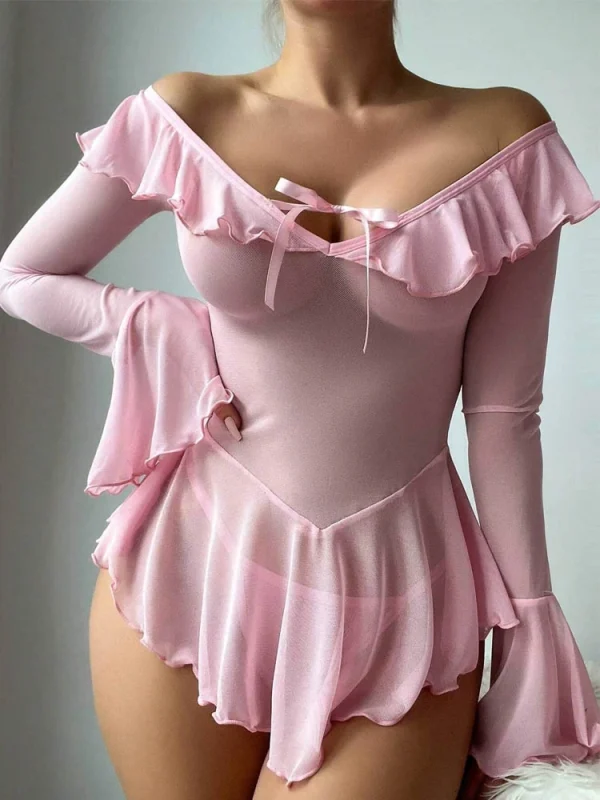 cute-lingerie-off-shoulder-mesh-dress-5 best lingerie website
