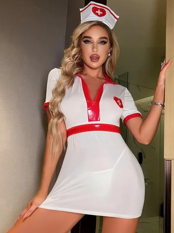 nurse-cosplay-costumes-v-neck-dress-4 sexy nurse cosplay