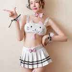 split-white-cat-costumes-lingerie-1 role paly lingerie