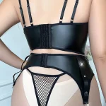 teddy-lingerie-black-pu-leather-set-4 teddy lingeries store