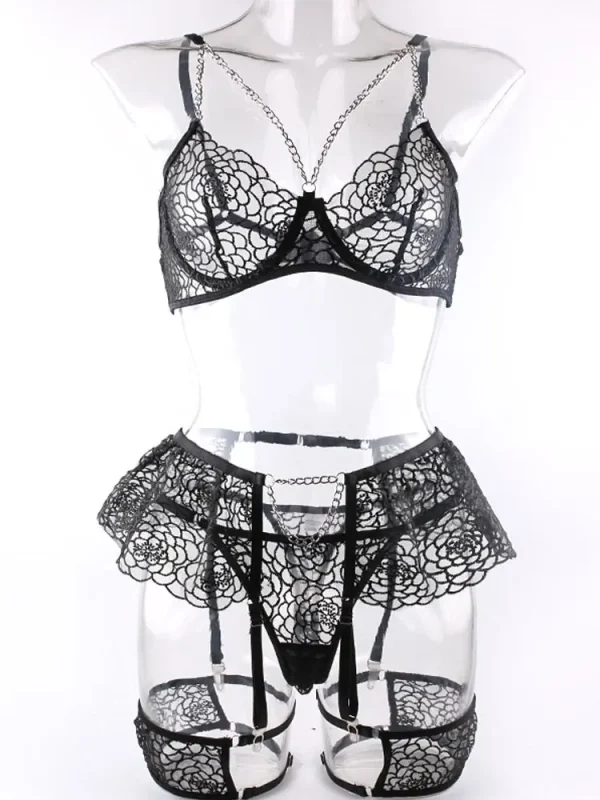 teddy-lingerie-mesh-chains-set-6 Teddy Lingerie Mesh Chains Set F013