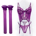 teddy-lingerie-purple-mesh-lace-set-5 sexy teddy lingerie