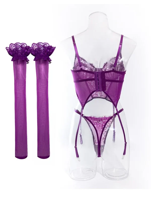 teddy-lingerie-purple-mesh-lace-set-6 sexy teddy lingerie