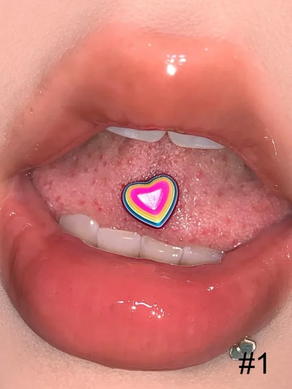 Body-Jewellery-Colorful-Heart-Tongue-Stud-2 tongue piercing studs