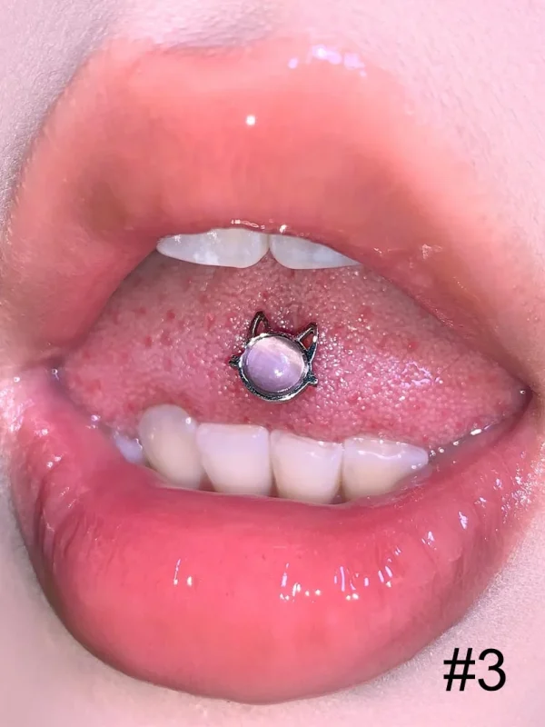 Body-Jewellery-Cute-Cat-Tongue-Stud-4 tongue piercing studs