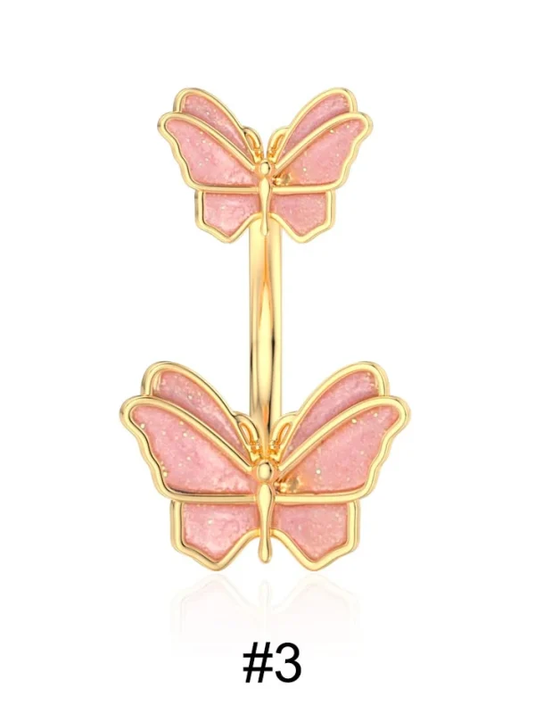 belly-button-piercing-ring-corlorful-butterfly-body-jewelry-4 belly button jewellery