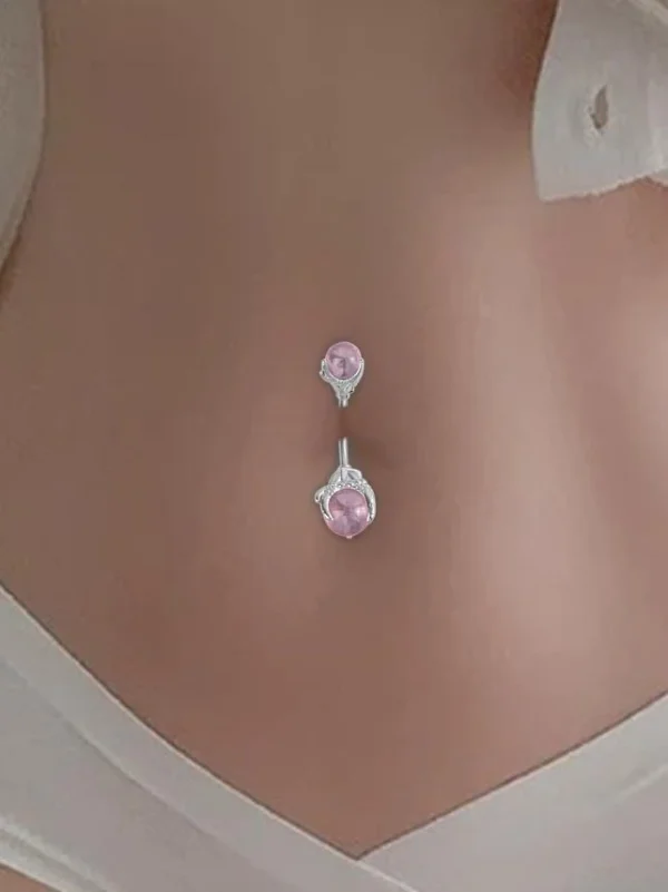 belly-button-piercing-ring-double-crystal-body-jewelry-7 belly button jewellery