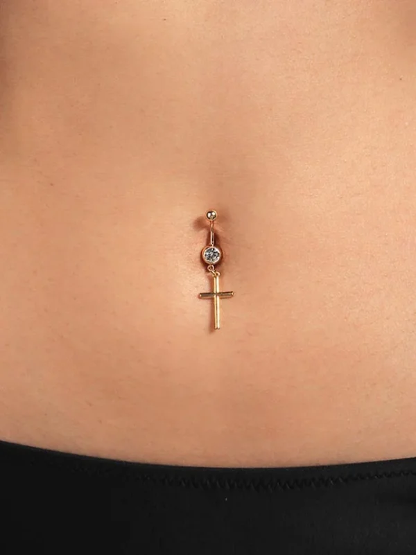 belly-button-piercing-ring-gold-cross-body-jewelry-1 belly button jewellery