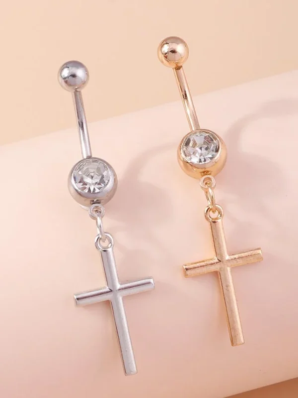 belly-button-piercing-ring-gold-cross-body-jewelry-4 belly button jewellery
