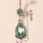 belly-button-piercing-ring-green-diamond-body-jewelry-2 belly button jewellery