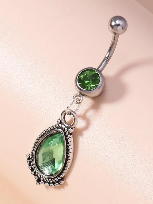 belly-button-piercing-ring-green-diamond-body-jewelry-3 belly button jewellery