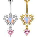 belly-button-piercing-ring-heart-opal-body-jewelry-3 belly button jewellery