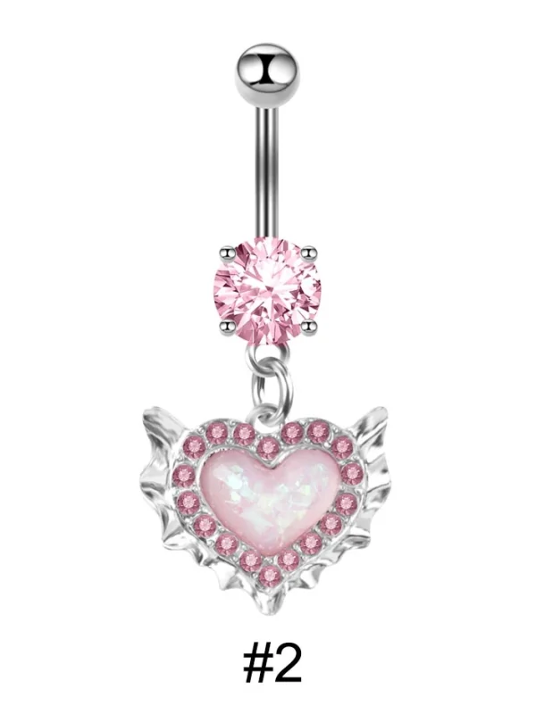 belly-button-piercing-ring-heart-wig-body-jewelry-3 belly button jewellery