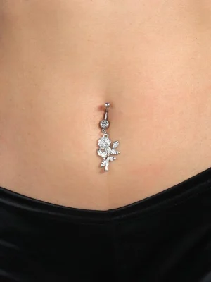 belly-button-piercing-ring-rose-body-jewelry-3 belly button jewellery