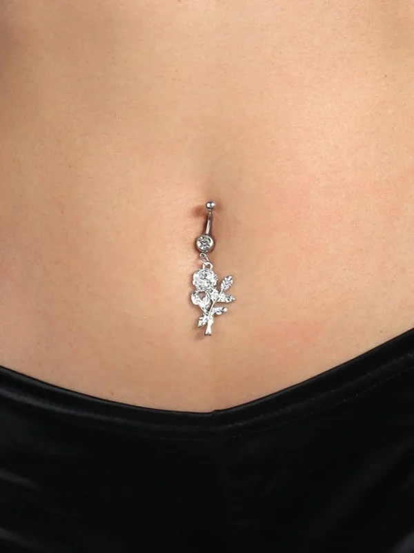 belly-button-piercing-ring-rose-body-jewelry-3 belly button jewellery