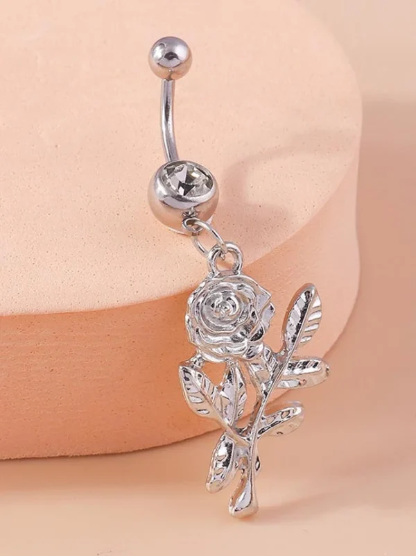 belly-button-piercing-ring-rose-body-jewelry-5 belly button jewellery