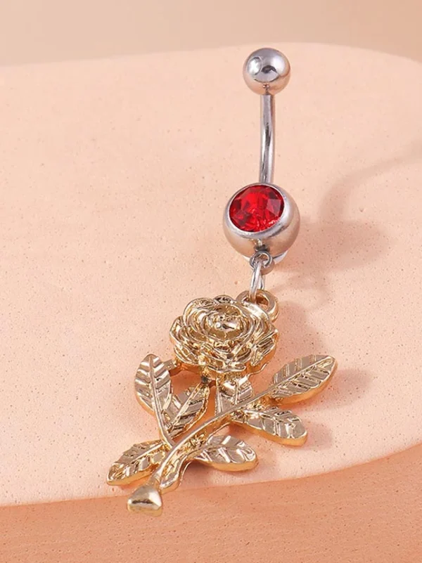 belly-button-piercing-ring-rose-body-jewelry-6 belly button jewellery