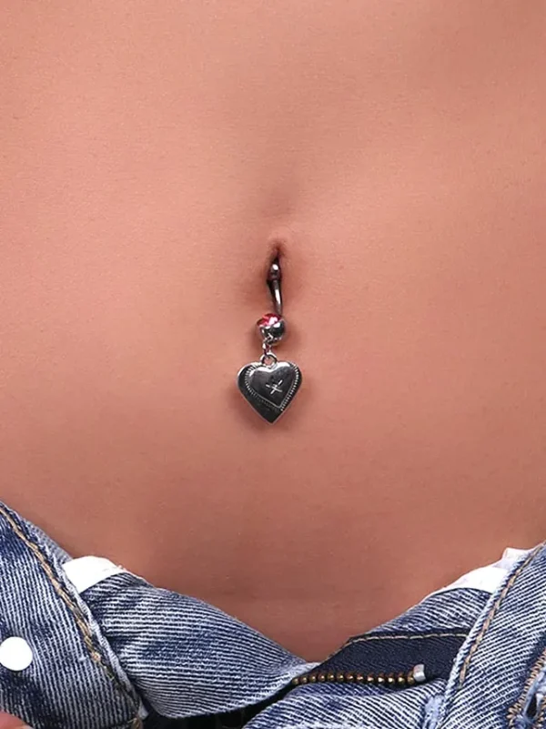 belly-button-piercing-ring-sliver-heart-body-jewelry-1 belly button jewellery