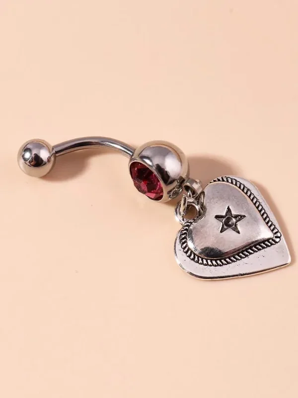 belly-button-piercing-ring-sliver-heart-body-jewelry-3 belly button jewellery