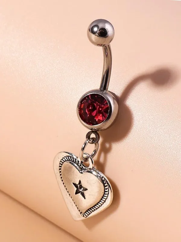 belly-button-piercing-ring-sliver-heart-body-jewelry-4 belly button jewellery