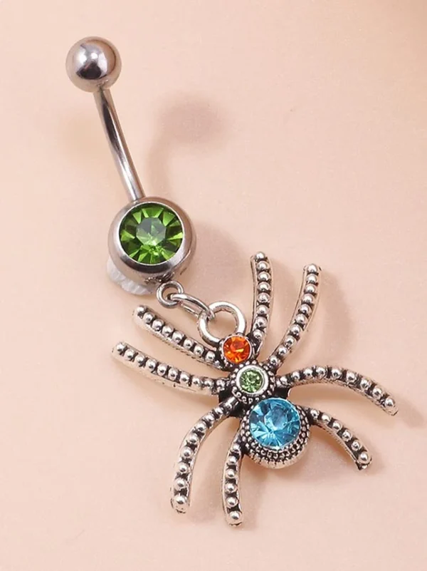 belly-button-piercing-ring-zircon-spider-body-jewelry-3 belly button jewellery
