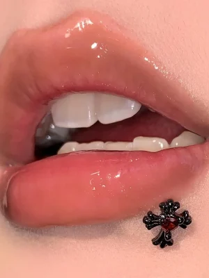 body-jewellery-cross-zircon-lip-piercing-studs-1 piercing jewelry