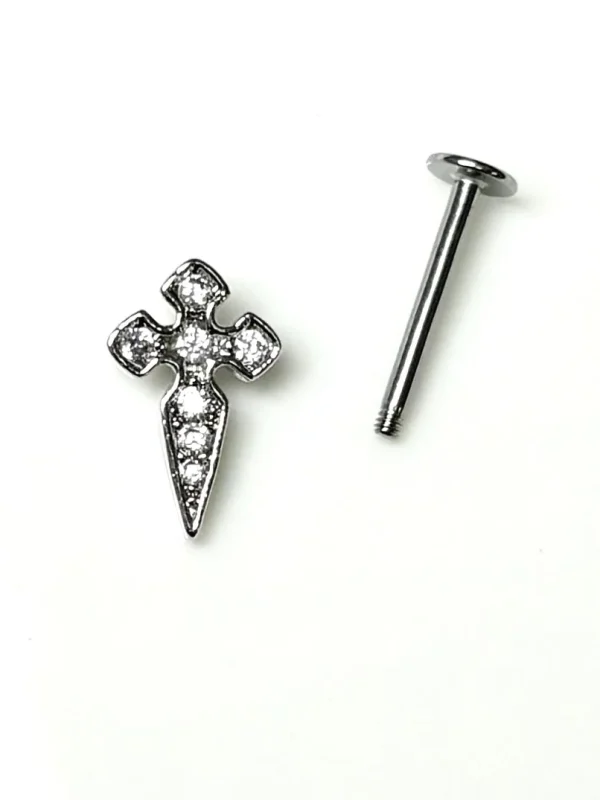 body-jewellery-zircon-cross-lip-piercing-studs-2 Lip piercing stud