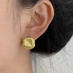 brushed-square-gold-earrings-1 gold earrings