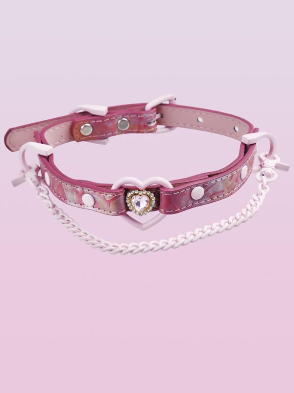 check-necklace-cute-pink-heart-collar-1 choker necklaces