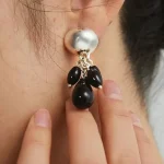 ear-piercing-jewelry-black-4-agate-ear-studs-1 vintage earrings