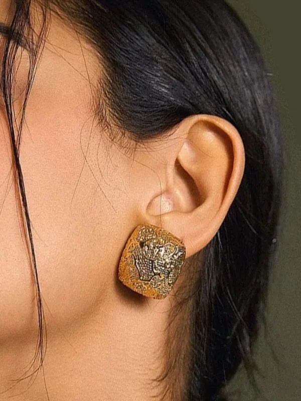 ear-piercing-jewelry-lave-texture-ear-studs-1 gold earrings