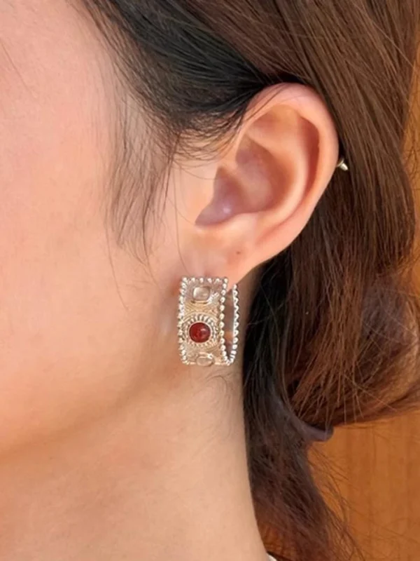 ear-piercing-jewelry-retro-agate-ear-rings-1 sliver earrings