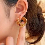 ear-piercing-jewelry-retro-agate-ear-rings-2 gold earrings