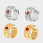 ear-piercing-jewelry-retro-agate-ear-rings-3 gold earrings