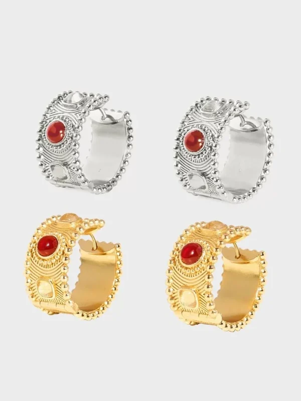 ear-piercing-jewelry-retro-agate-ear-rings-3 gold earrings