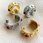 ear-piercing-jewelry-retro-agate-ear-rings-4 gold earrings