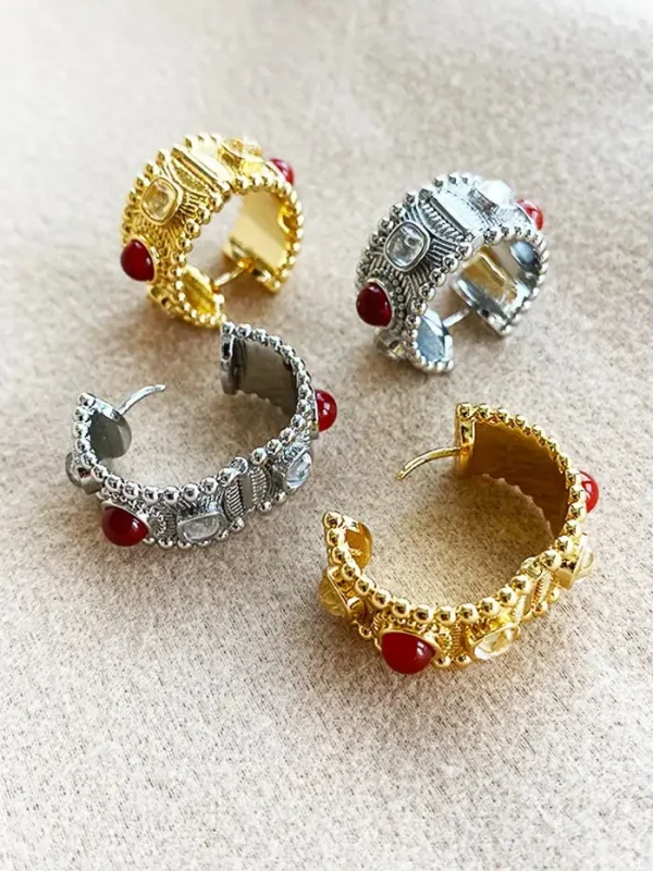 ear-piercing-jewelry-retro-agate-ear-rings-4 gold earrings