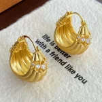 ear-piercing-jewelry-retro-brushed-ear-studs-4 gold earrings